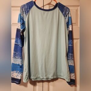 Reel Legends Aqua and Navy Rash Guard